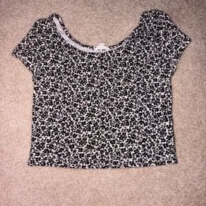 Aeropostale Black and White Floral Crop Top